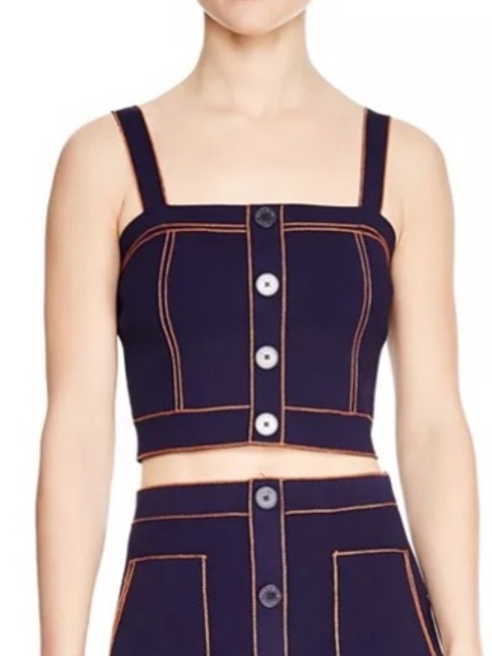 Sandro Maelys Cropped Button-Down Tank